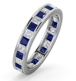 Eternity Ring Lauren Diamonds H/si And Sapphire 2.30ct -platinum