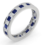Eternity Ring Lauren Diamonds H/si And Sapphire 2.30ct -18k White Gold