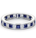 Eternity Ring Lauren Diamonds G/vs And Sapphire 2.30ct -18k White Gold