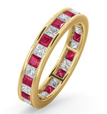 Eternity Ring Lauren Diamonds H/si And Ruby 2.25ct In 18k Gold