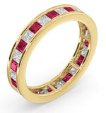 Eternity Ring Lauren Diamonds H/si And Ruby 2.25ct In 18k Gold