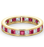 Eternity Ring Lauren Diamonds H/si And Ruby 2.25ct In 18k Gold