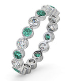 Emerald 0.70ct And H/si Diamond 18kw Gold Eternity Ring