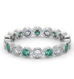 Emerald 0.70ct And G/vs Diamond Platinum Eternity Ring