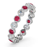 Ruby 0.80ct And H/si Diamond Platinum Eternity Ring