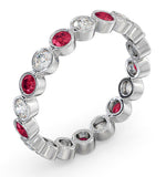 Ruby 0.80ct And H/si Diamond 18kw Gold Eternity Ring