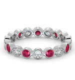Ruby 0.80ct And H/si Diamond 18kw Gold Eternity Ring