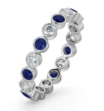 Sapphire 0.90ct And G/vs Diamond 18kw Gold Eternity Ring