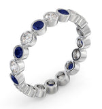 Sapphire 0.90ct And G/vs Diamond 18kw Gold Eternity Ring