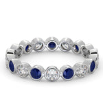 Sapphire 0.90ct And H/si Diamond 18kw Gold Eternity Ring