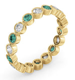 Emily 18k Gold Emerald 0.70ct And G/vs 0.50ct Diamond Eternity Ring