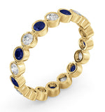 Emily 18k Gold Sapphire 0.70ct And G/vs 0.50ct Diamond Eternity Ring