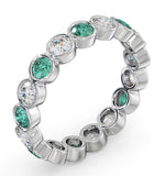 Emerald 1.10ct And G/vs Diamond Platinum Eternity Ring