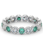 Emerald 1.10ct And G/vs Diamond Platinum Eternity Ring