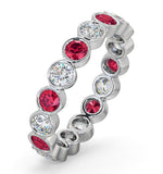 Ruby 1.50ct And H/si Diamond 18kw Gold Eternity Ring