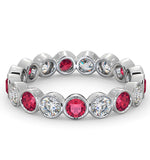 Ruby 1.50ct And H/si Diamond 18kw Gold Eternity Ring