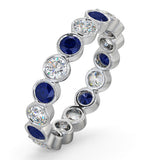 Sapphire 1.70ct And G/vs Diamond 18kw Gold Eternity Ring
