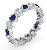 Sapphire 1.70ct And H/si Diamond 18kw Gold Eternity Ring