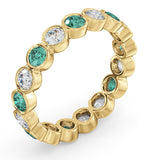 Emily 18k Gold Emerald 0.70ct And G/vs 1ct Diamond Eternity Ring