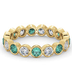 Emily 18k Gold Emerald 0.70ct And G/vs 1ct Diamond Eternity Ring