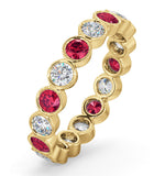 Emily 18k Gold Ruby 0.70ct And G/vs 1ct Diamond Eternity Ring