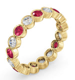 Emily 18k Gold Ruby 0.70ct And H/si 1ct Diamond Eternity Ring