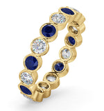 Emily 18k Gold Sapphire 0.70ct And H/si 1ct Diamond Eternity Ring
