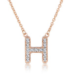 Initial 'h' Necklace Diamond Encrusted Pave Set In 9k Rose Gold