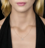 Initial 'h' Necklace Diamond Encrusted Pave Set In 9k Rose Gold
