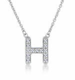 Initial 'h' Necklace Diamond Encrusted Pave Set In 9k White Gold