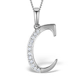 9k White Gold Diamond Initial 'c' Necklace 0.05ct