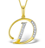9k Gold Diamond Initial 'd' Necklace 0.05ct