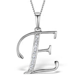 9k White Gold Diamond Initial 'e' Necklace 0.05ct