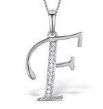 9k White Gold Diamond Initial 'f' Necklace 0.05ct