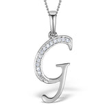 9k White Gold Diamond Initial 'g' Necklace 0.05ct