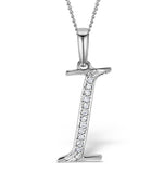 9k White Gold Diamond Initial 'i' Necklace 0.05ct