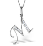 9k White Gold Diamond Initial 'm' Necklace 0.05ct
