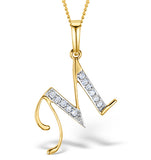 9k Gold Diamond Initial 'm' Necklace 0.05ct