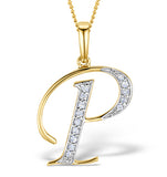 9k Gold Diamond Initial 'p' Necklace 0.05ct