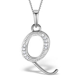 9k White Gold Diamond Initial 'q' Necklace 0.05ct