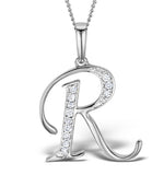 9k White Gold Diamond Initial 'r' Necklace 0.05ct