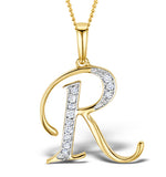 9k Gold Diamond Initial 'r' Necklace 0.05ct