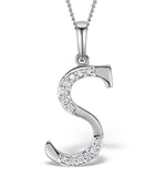 9k White Gold Diamond Initial 's' Necklace 0.05ct