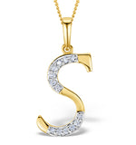 9k Gold Diamond Initial 's' Necklace 0.05ct