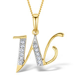 9k Gold Diamond Initial 'w' Necklace 0.05ct