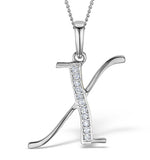 9k White Gold Diamond Initial 'x' Necklace 0.05ct