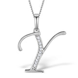 9k White Gold Diamond Initial 'y' Necklace 0.05ct