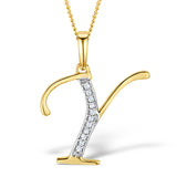 9k Gold Diamond Initial 'y' Necklace 0.05ct