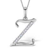 9k White Gold Diamond Initial 'z' Necklace 0.05ct