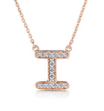 Initial 'i' Necklace Diamond Encrusted Pave Set In 9k Rose Gold